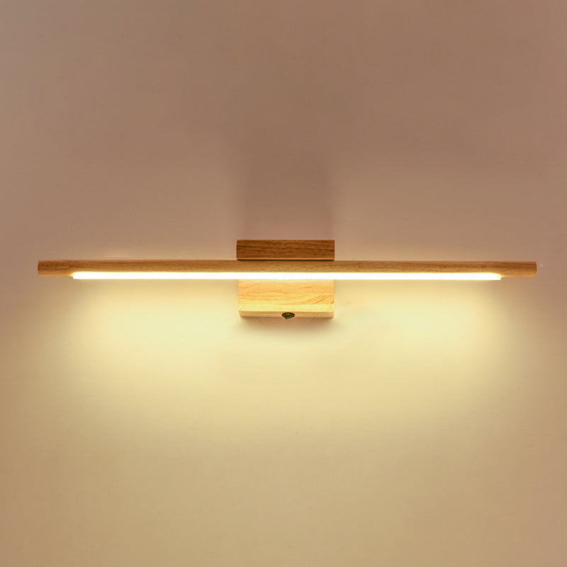 Skørter | Linear Vanity Wall Lamp Modern Minimalistic Style Wood Single Vanity Lamp