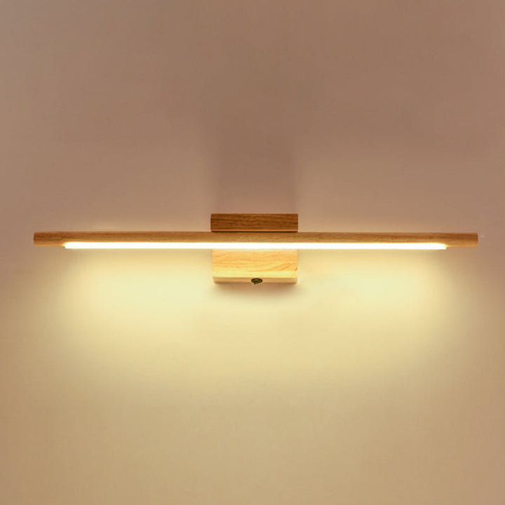 Skørter | Linear Vanity Wall Lamp Modern Minimalistic Style Wood Single Vanity Lamp