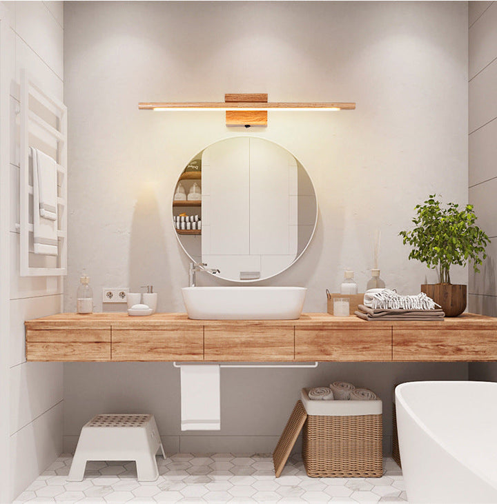 Skørter | Linear Vanity Wall Lamp Modern Minimalistic Style Wood Single Vanity Lamp