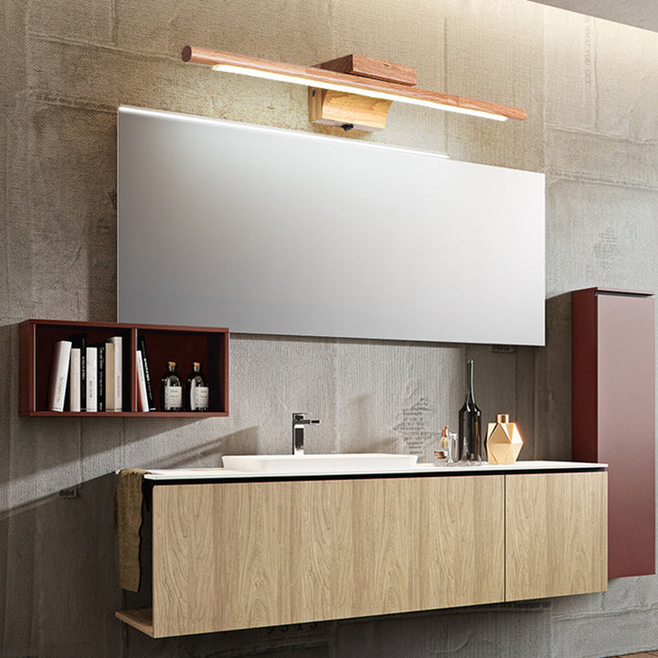 Skørter | Linear Vanity Wall Lamp Modern Minimalistic Style Wood Single Vanity Lamp