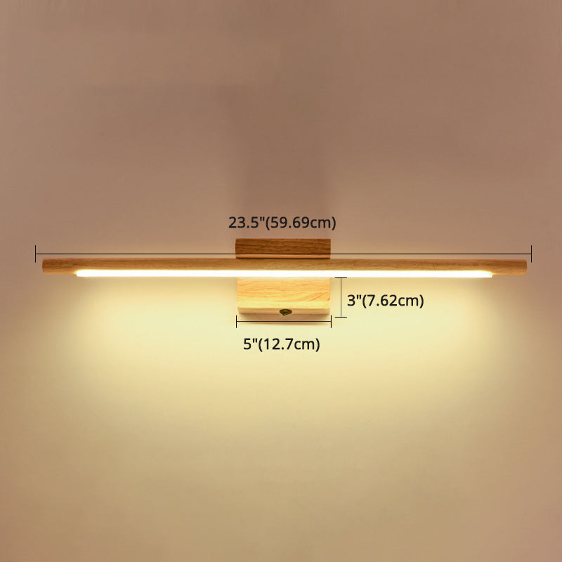 Skørter | Linear Vanity Wall Lamp Modern Minimalistic Style Wood Single Vanity Lamp