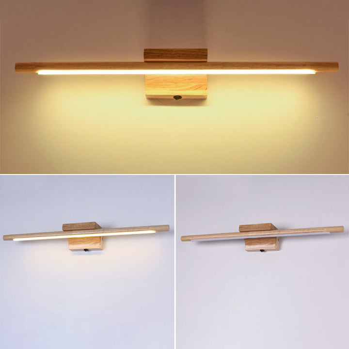 Skørter | Linear Vanity Wall Lamp Modern Minimalistic Style Wood Single Vanity Lamp