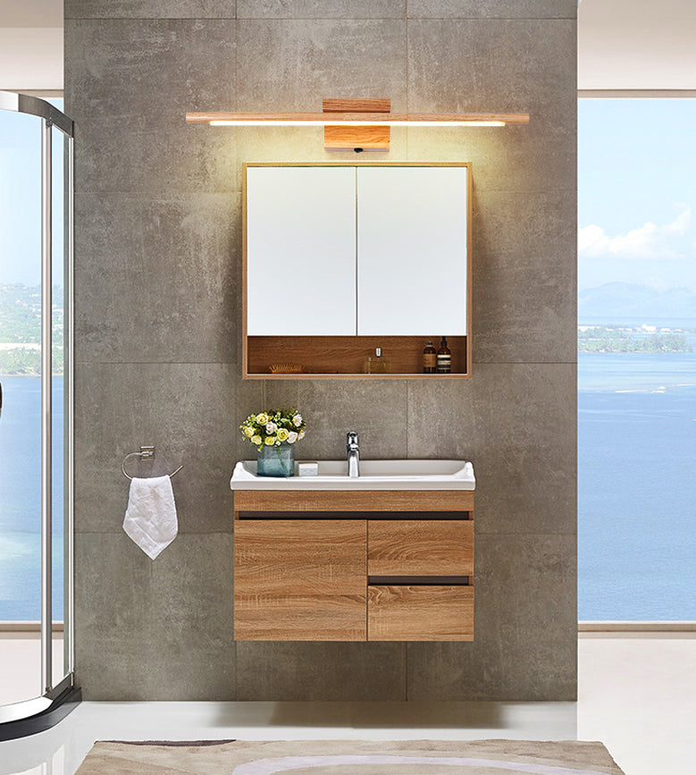 Skørter | Linear Vanity Wall Lamp Modern Minimalistic Style Wood Single Vanity Lamp