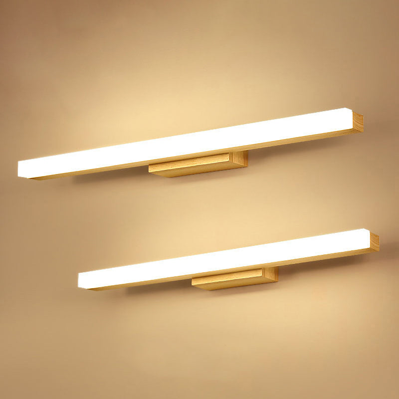 Skørter | Rectangular Wall Lamp Vanity Nordic Minimalist Style Wooden Single Vanity Lamp