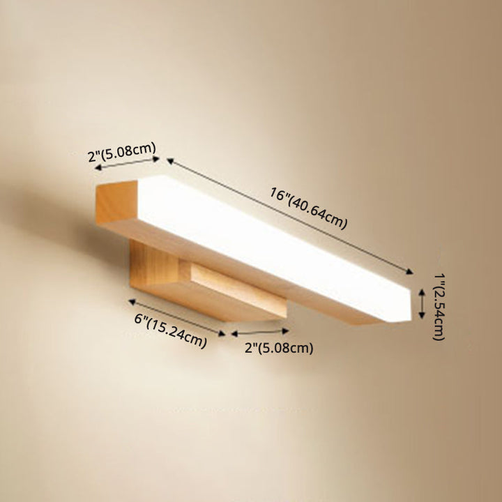 Skørter | Rectangular Wall Lamp Vanity Nordic Minimalist Style Wooden Single Vanity Lamp