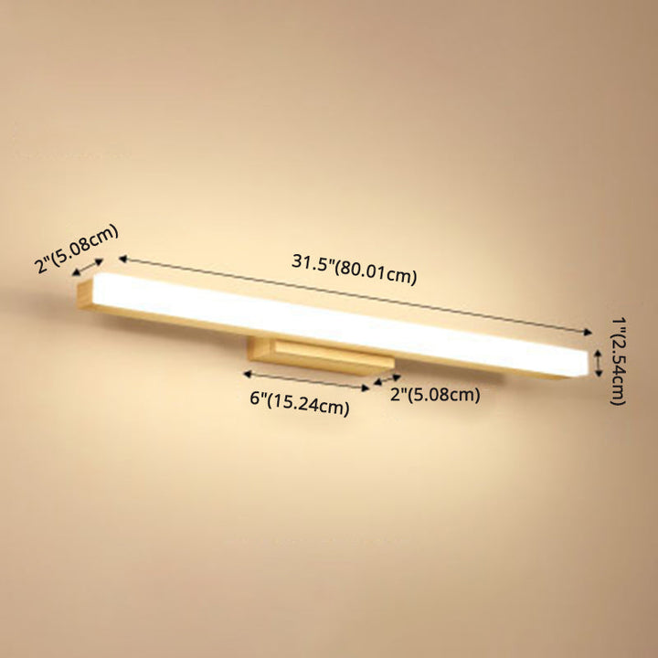 Skørter | Rectangular Wall Lamp Vanity Nordic Minimalist Style Wooden Single Vanity Lamp