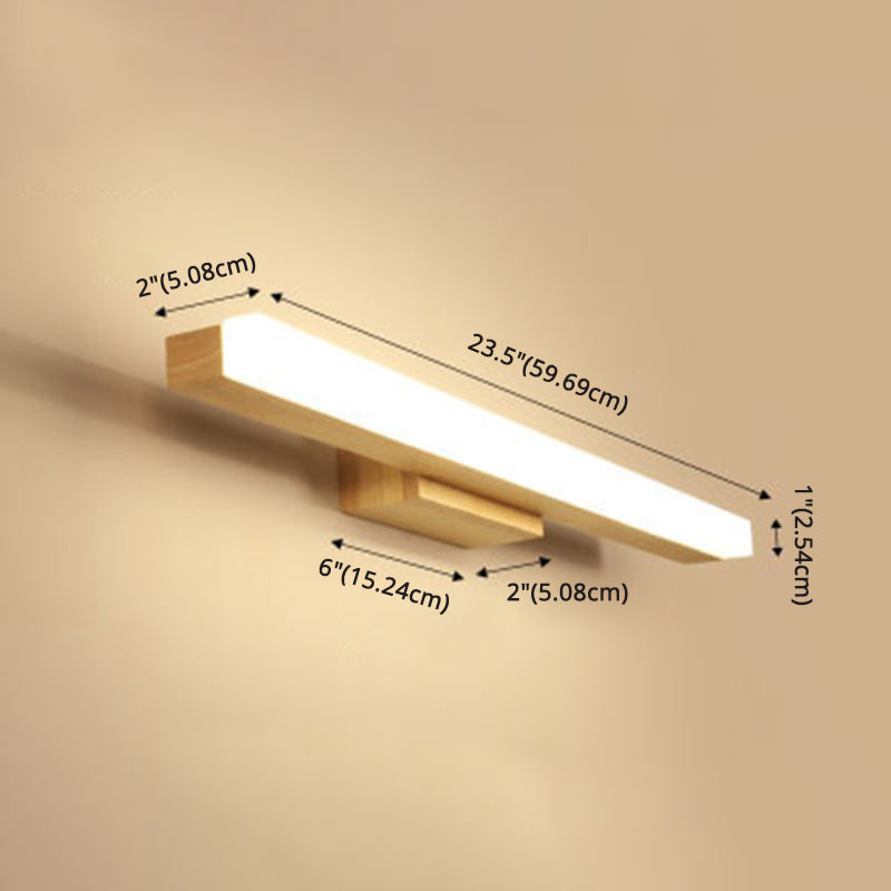 Skørter | Rectangular Wall Lamp Vanity Nordic Minimalist Style Wooden Single Vanity Lamp