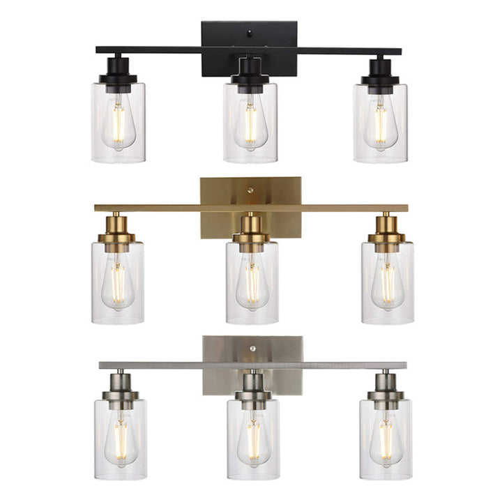 Skørter | 3-Light Cylinder Wall Lamps Fixtures Retro Industrial Style Glass Vanity Light