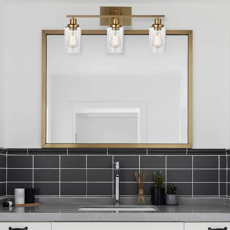Skørter | 3-Light Cylinder Wall Lamps Fixtures Retro Industrial Style Glass Vanity Light