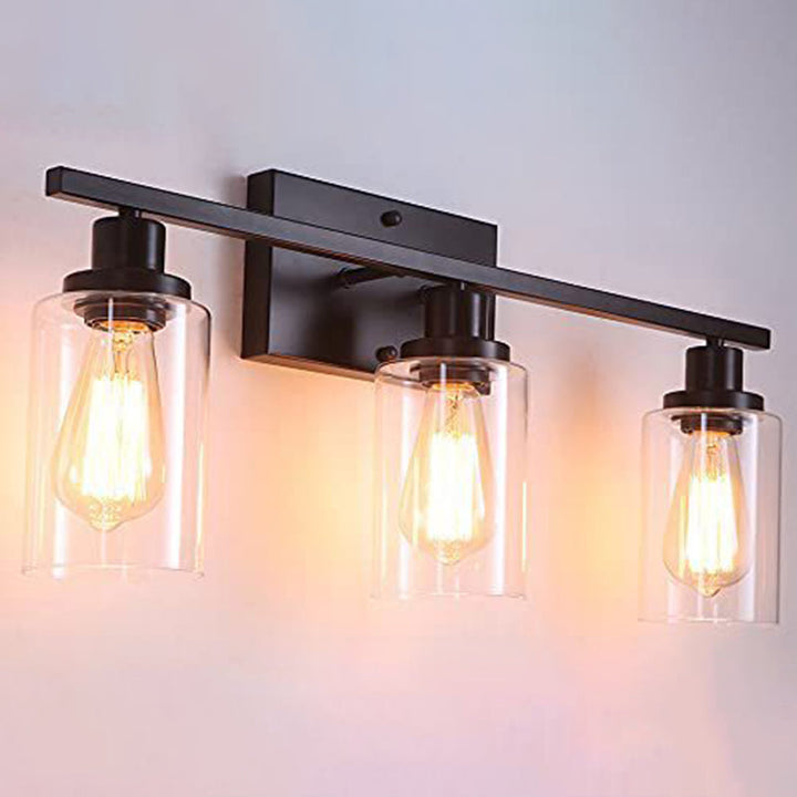 Skørter | 3-Light Cylinder Wall Lamps Fixtures Retro Industrial Style Glass Vanity Light