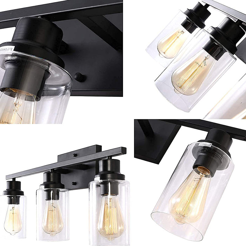 Skørter | 3-Light Cylinder Wall Lamps Fixtures Retro Industrial Style Glass Vanity Light