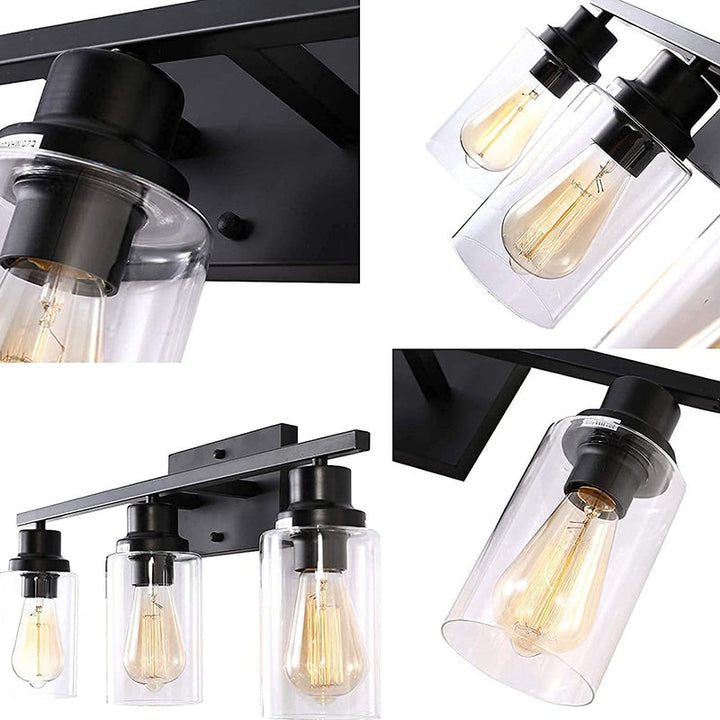 Skørter | 3-Light Cylinder Wall Lamps Fixtures Retro Industrial Style Glass Vanity Light