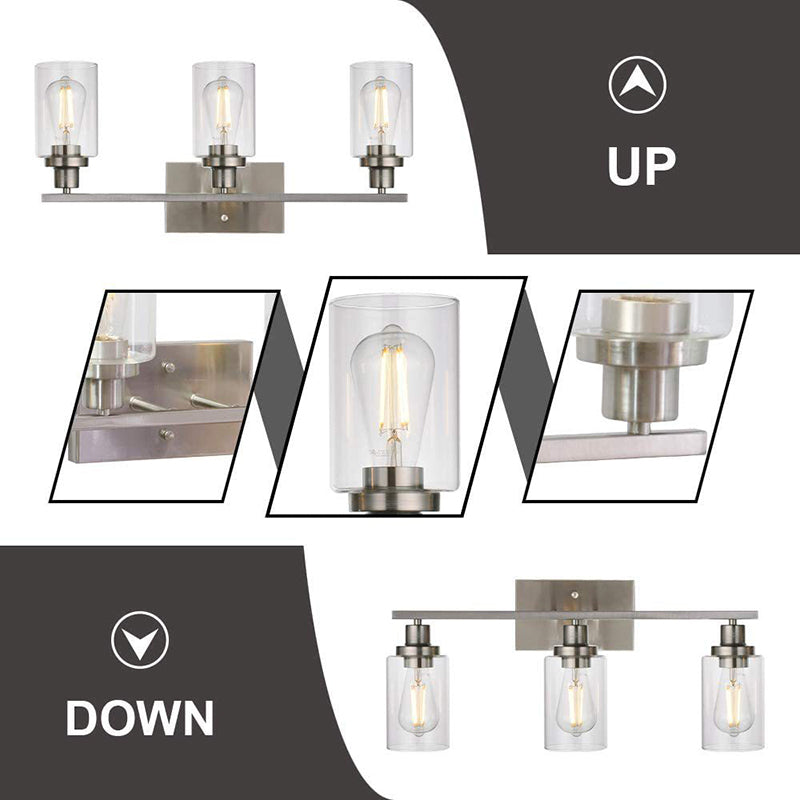 Skørter | 3-Light Cylinder Wall Lamps Fixtures Retro Industrial Style Glass Vanity Light