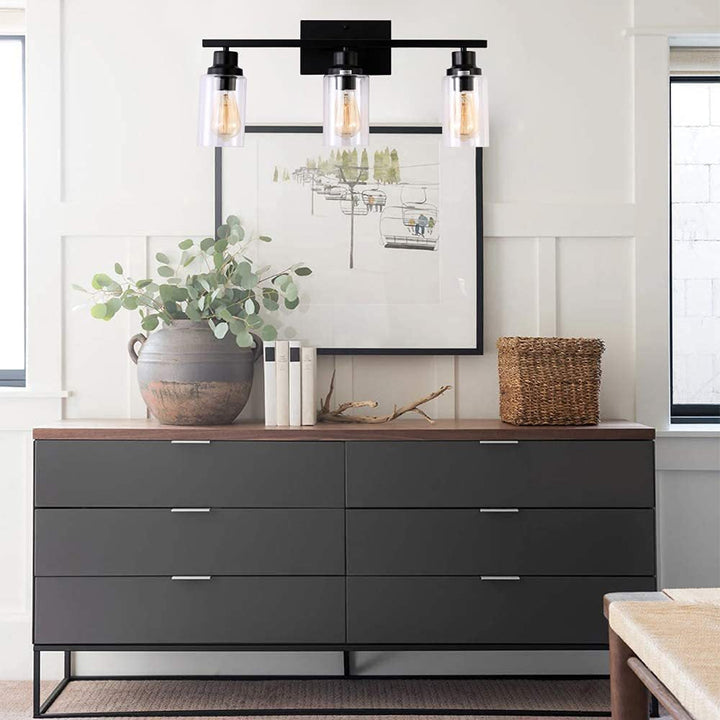Skørter | 3-Light Cylinder Wall Lamps Fixtures Retro Industrial Style Glass Vanity Light