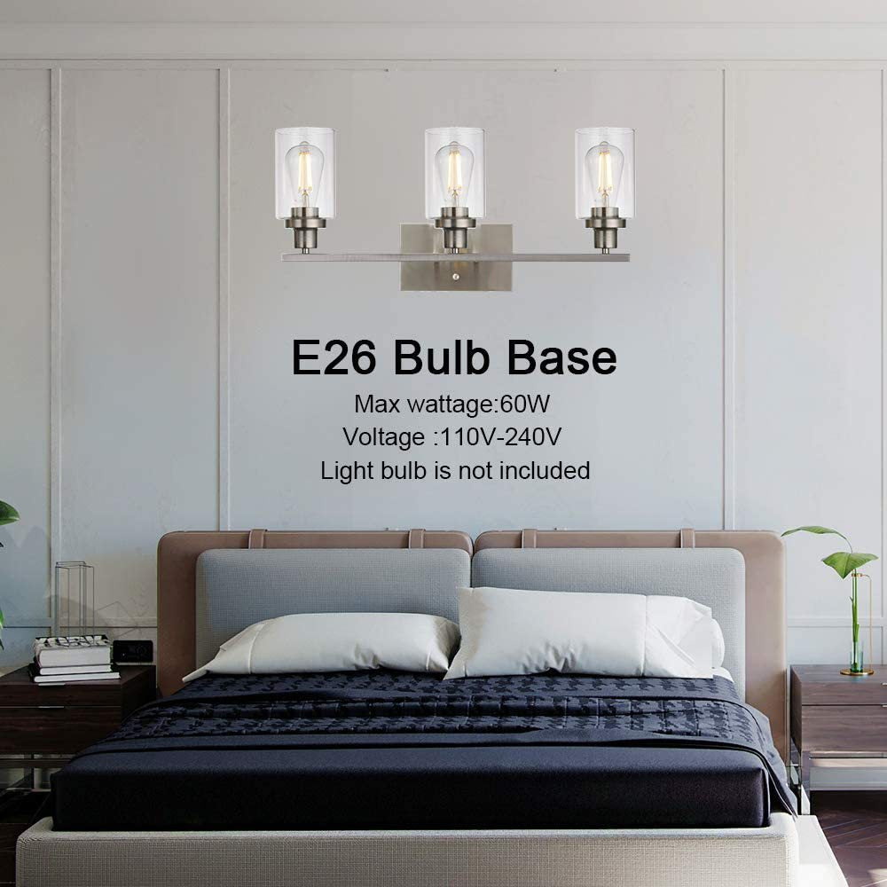 Skørter | 3-Light Cylinder Wall Lamps Fixtures Retro Industrial Style Glass Vanity Light