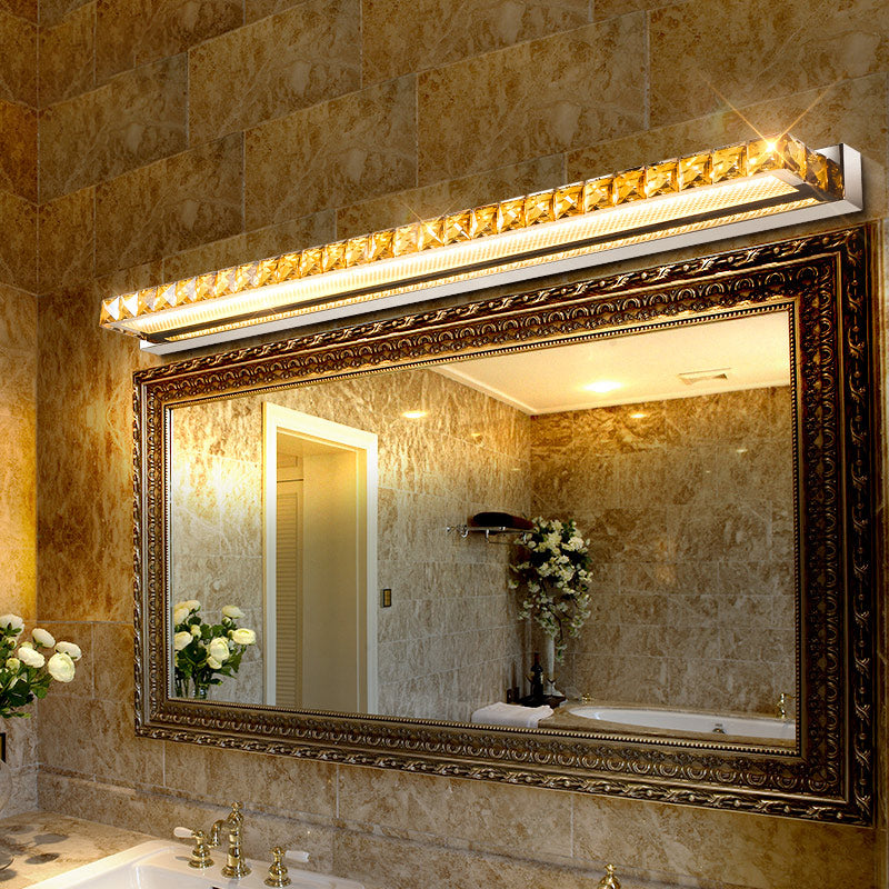 Lisslune | Rectangular Wall Mirror Lights Modern Luxury Style Crystal Single Mirror Lights