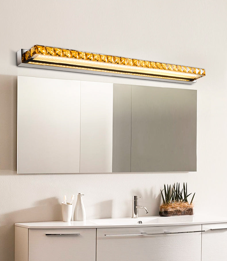Lisslune | Rectangular Wall Mirror Lights Modern Luxury Style Crystal Single Mirror Lights