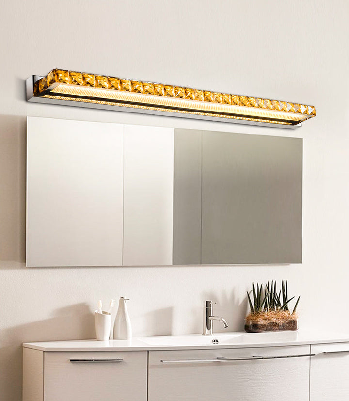 Lisslune | Rectangular Wall Mirror Lights Modern Luxury Style Crystal Single Mirror Lights