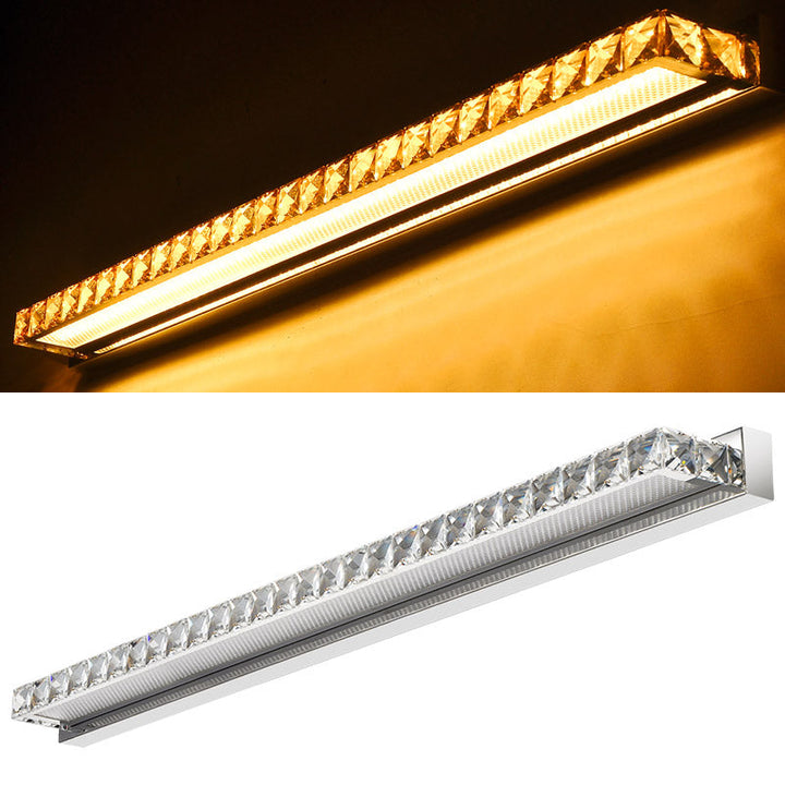 Lisslune | Rectangular Wall Mirror Lights Modern Luxury Style Crystal Single Mirror Lights