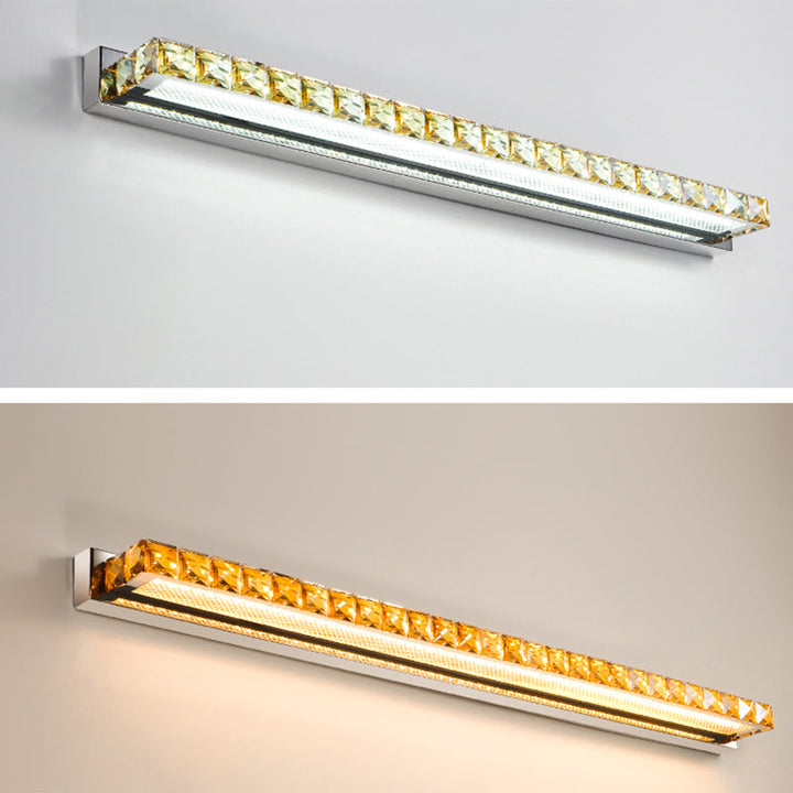 Lisslune | Rectangular Wall Mirror Lights Modern Luxury Style Crystal Single Mirror Lights