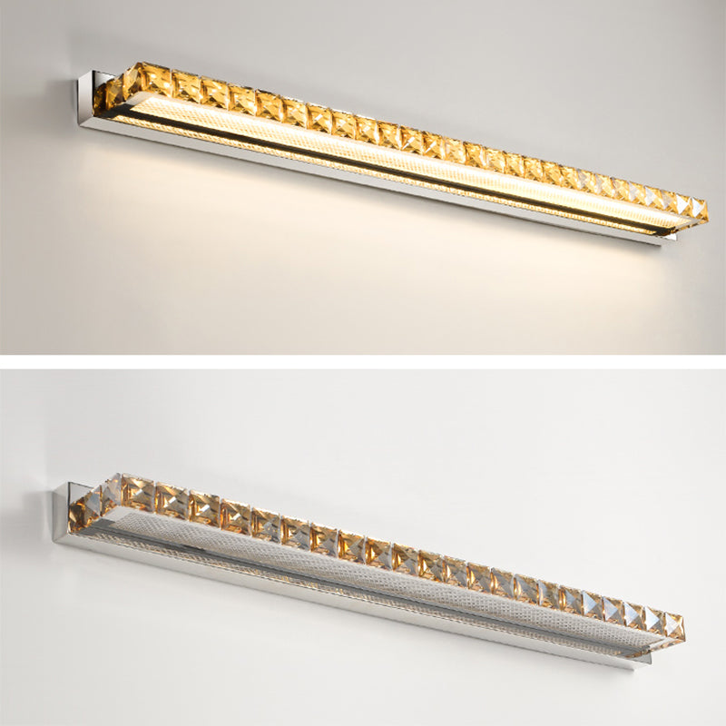 Lisslune | Rectangular Wall Mirror Lights Modern Luxury Style Crystal Single Mirror Lights