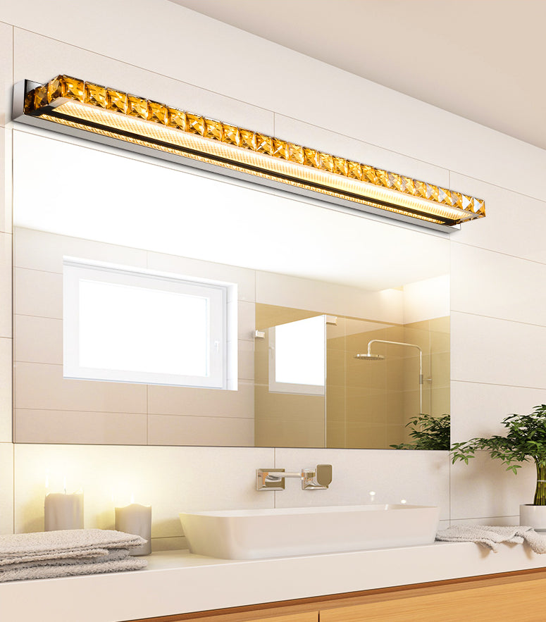Lisslune | Rectangular Wall Mirror Lights Modern Luxury Style Crystal Single Mirror Lights