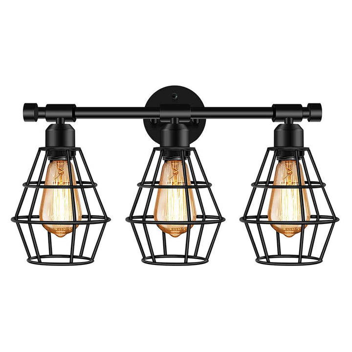 Lisslune | Cage Shade Wall Lamp Retro Industrial Style Metal 3 Light Vanity Lamp