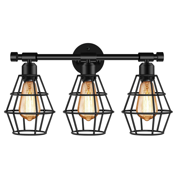 Lisslune | Cage Shade Wall Lamp Retro Industrial Style Metal 3 Light Vanity Lamp