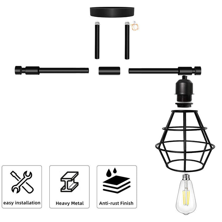 Lisslune | Cage Shade Wall Lamp Retro Industrial Style Metal 3 Light Vanity Lamp