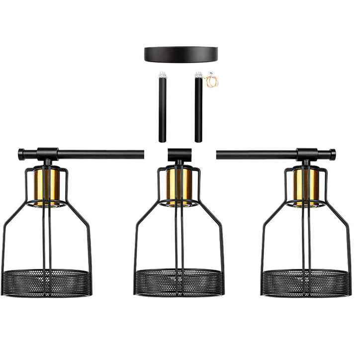 Lisslune | Cage Shade Wall Lamp Retro Industrial Style Metal 3 Light Vanity Lamp