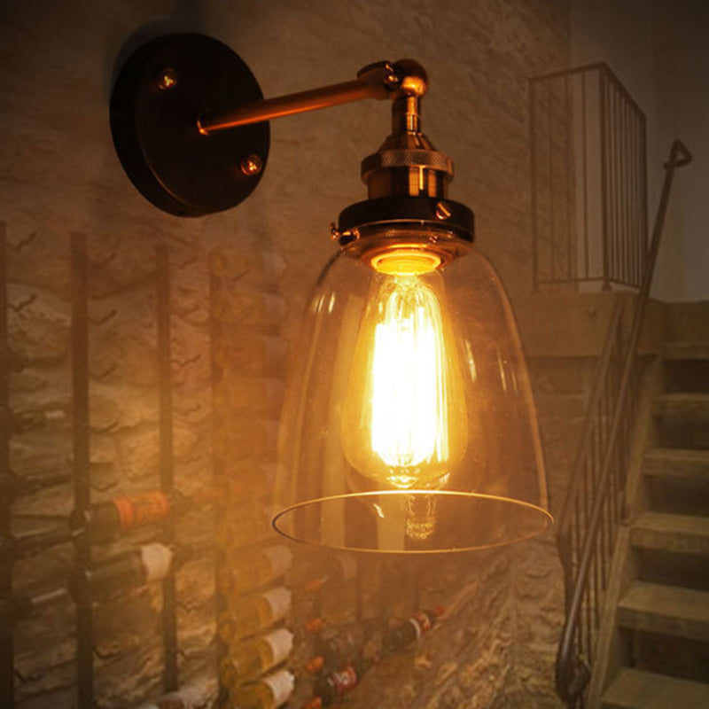 Skørter | Oval Vanity Wall Lamp Fixture Retro Industrial Style Glass Single Vanity Lamp