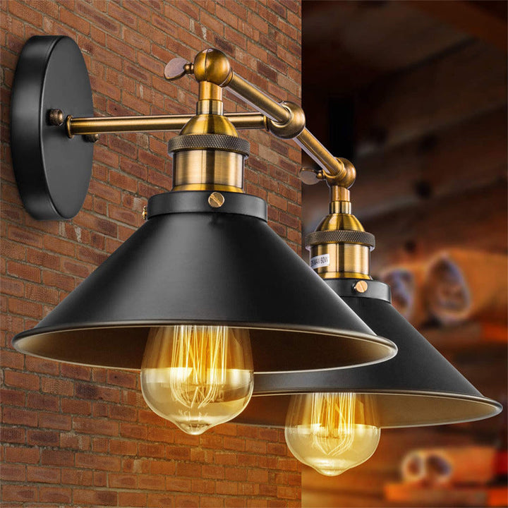 Skørter | Cone-shaped screen wall lamp retro industrial style metal 2 light vanity lamp