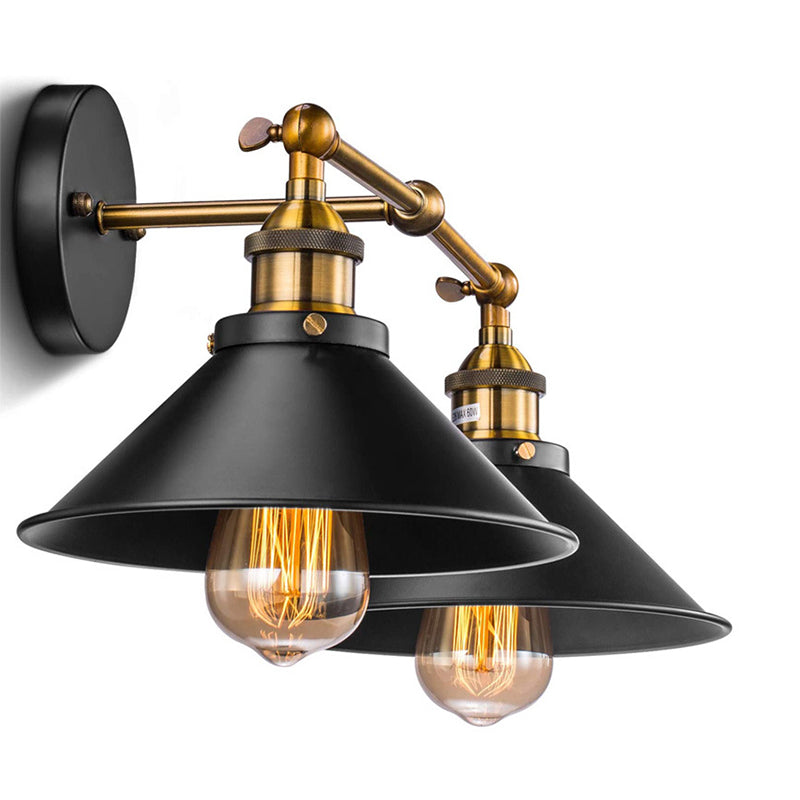 Skørter | Cone-shaped screen wall lamp retro industrial style metal 2 light vanity lamp