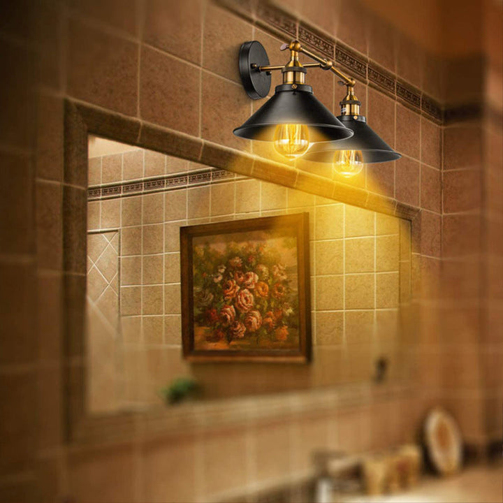 Skørter | Cone-shaped screen wall lamp retro industrial style metal 2 light vanity lamp