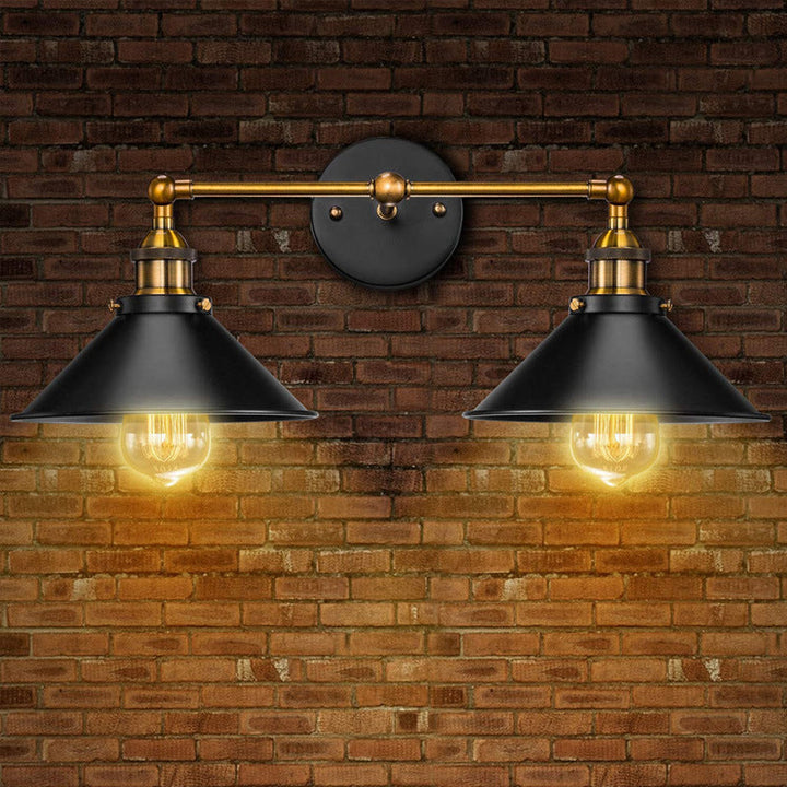 Skørter | Cone-shaped screen wall lamp retro industrial style metal 2 light vanity lamp