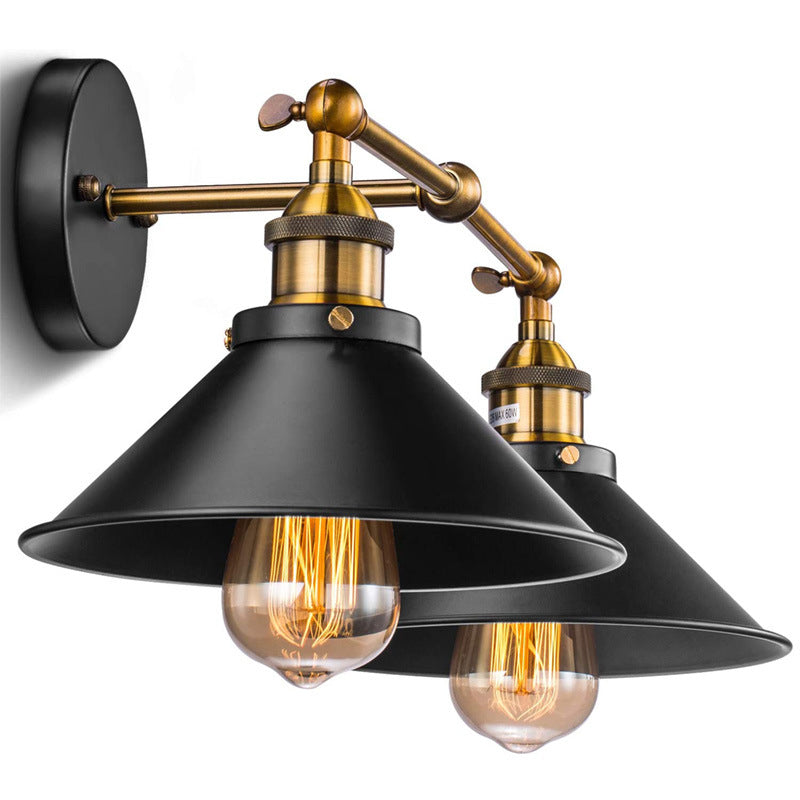 Skørter | Cone-shaped screen wall lamp retro industrial style metal 2 light vanity lamp