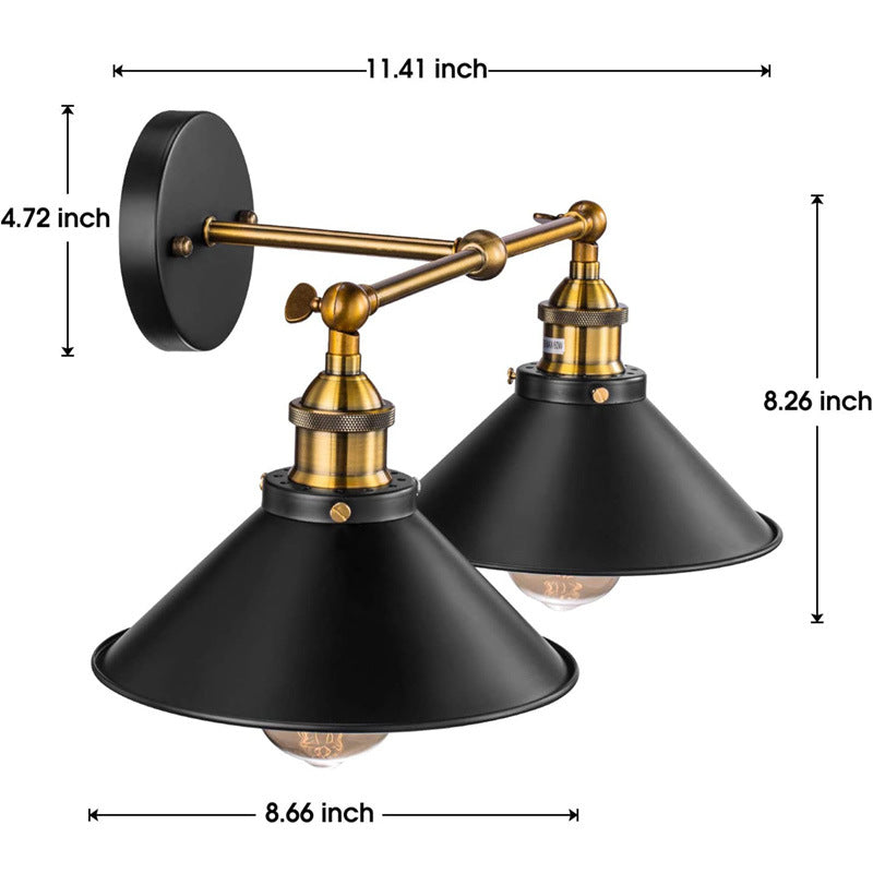 Skørter | Cone-shaped screen wall lamp retro industrial style metal 2 light vanity lamp