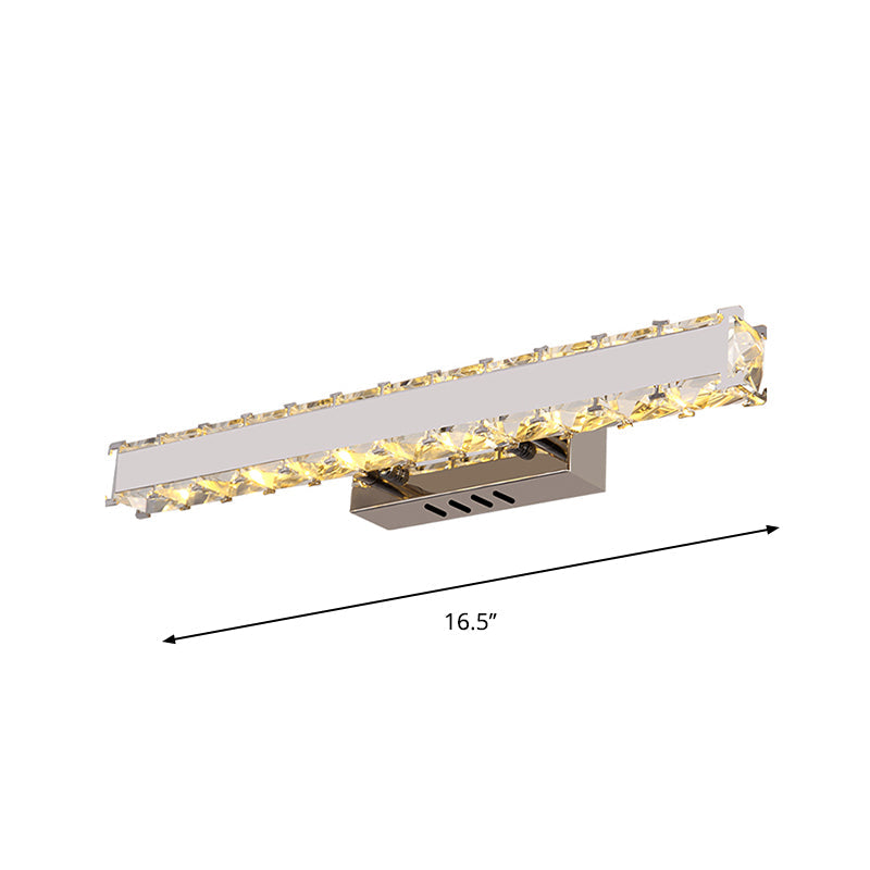 Lisslune | 11.5"/16.5" Width Rectangular Vanity Mirror Light Modern Style Clear Crystal LED White Wall Sconce for Bathroom