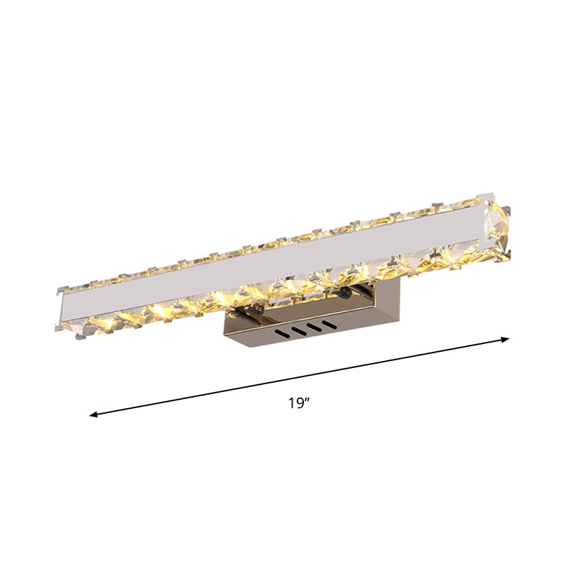 Lisslune | 11.5"/16.5" Width Rectangular Vanity Mirror Light Modern Style Clear Crystal LED White Wall Sconce for Bathroom