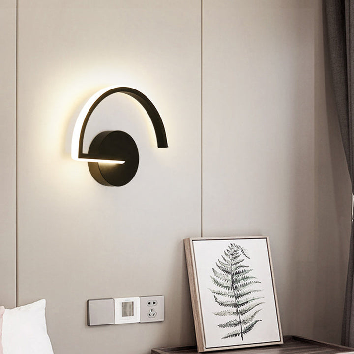 Lisslune | Nordic Fashion Wall Mounted Lamp LED Metal Half Round Wall Lamp for Bedroom Living Room