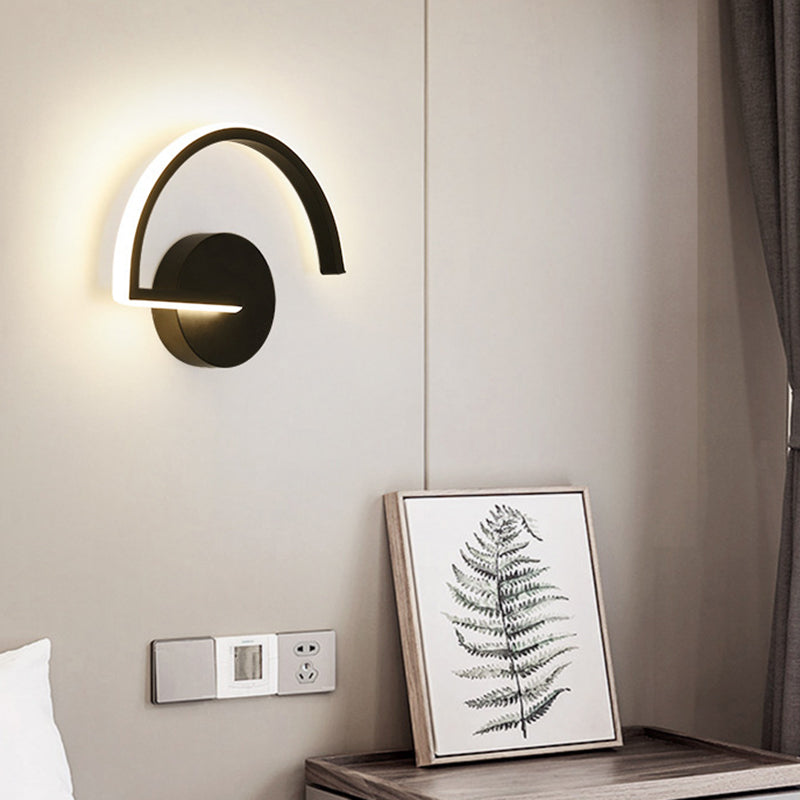 Lisslune | Nordic Fashion Wall Mounted Lamp LED Metal Half Round Wall Lamp for Bedroom Living Room