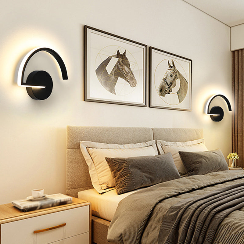 Lisslune | Nordic Fashion Wall Mounted Lamp LED Metal Half Round Wall Lamp for Bedroom Living Room
