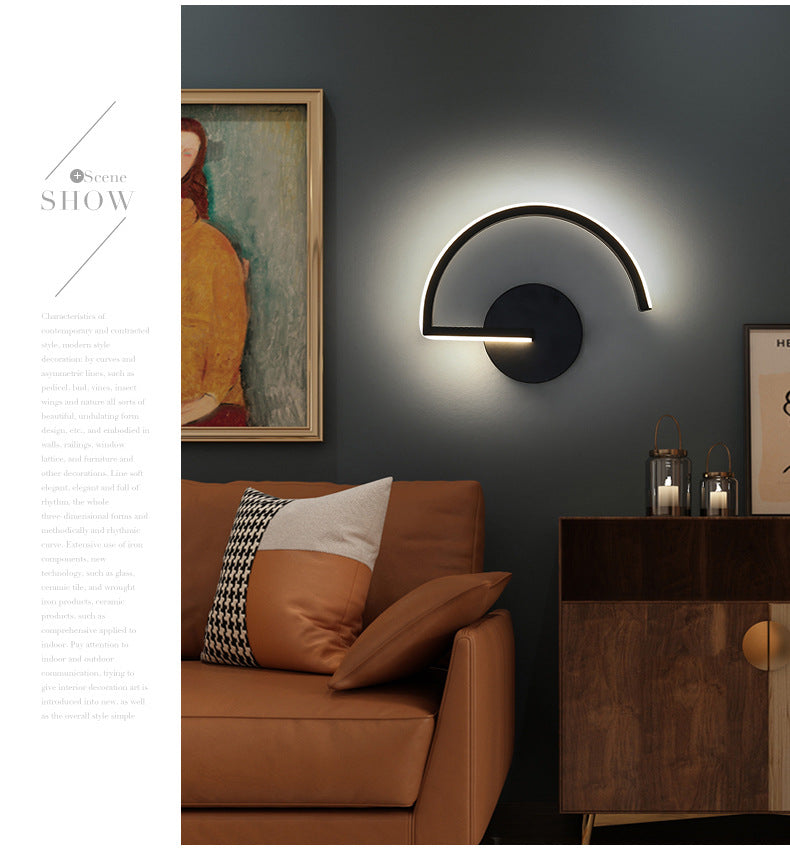 Lisslune | Nordic Fashion Wall Mounted Lamp LED Metal Half Round Wall Lamp for Bedroom Living Room