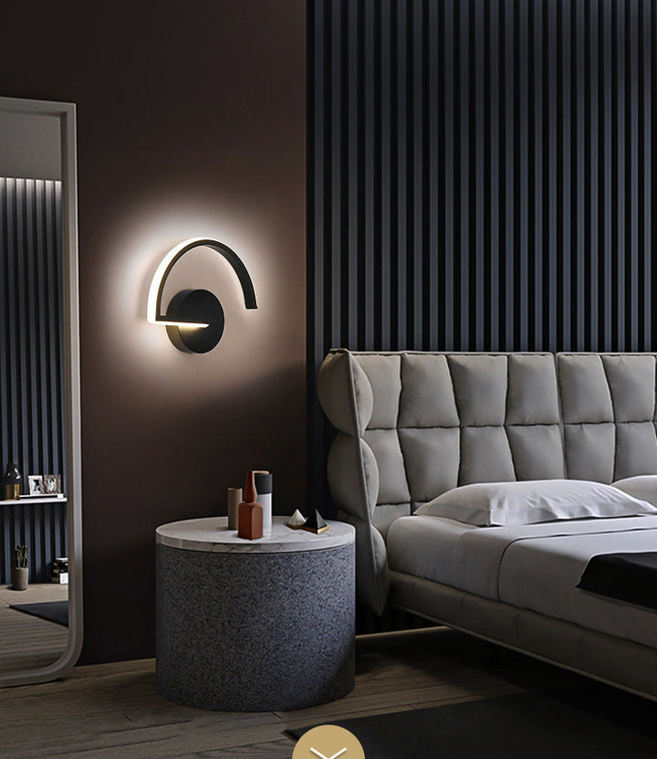 Lisslune | Nordic Fashion Wall Mounted Lamp LED Metal Half Round Wall Lamp for Bedroom Living Room