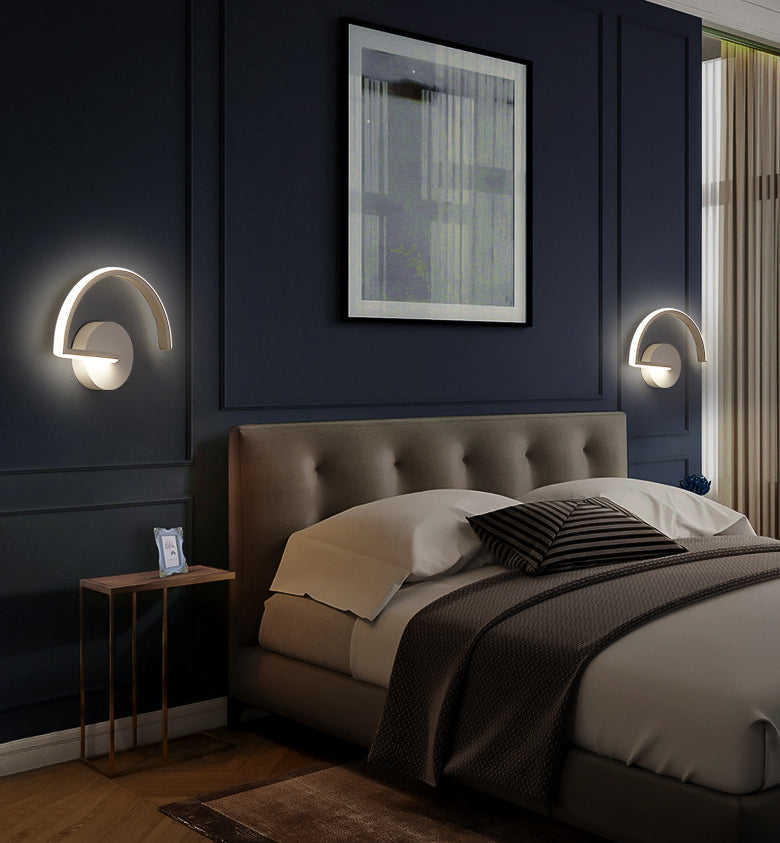 Lisslune | Nordic Fashion Wall Mounted Lamp LED Metal Half Round Wall Lamp for Bedroom Living Room