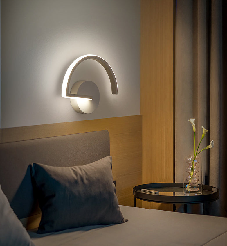 Lisslune | Nordic Fashion Wall Mounted Lamp LED Metal Half Round Wall Lamp for Bedroom Living Room