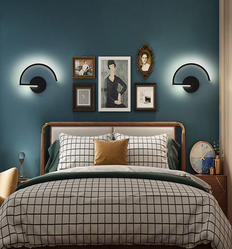 Lisslune | Nordic Fashion Wall Mounted Lamp LED Metal Half Round Wall Lamp for Bedroom Living Room