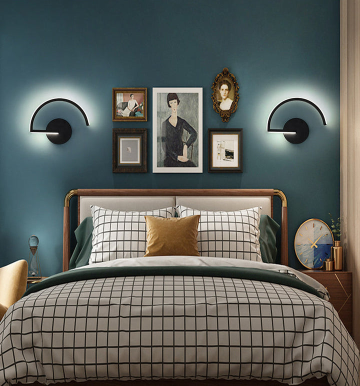 Lisslune | Nordic Fashion Wall Mounted Lamp LED Metal Half Round Wall Lamp for Bedroom Living Room