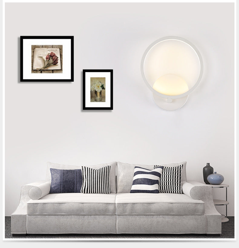 Lisslune | Contemporary LED Wall Light Creative Metal Circle Shade Wall Light for the Bedroom