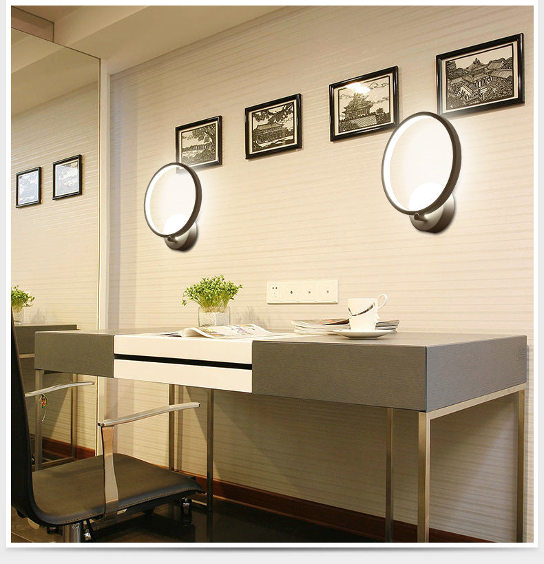 Lisslune | Contemporary LED Wall Light Creative Metal Circle Shade Wall Light for the Bedroom